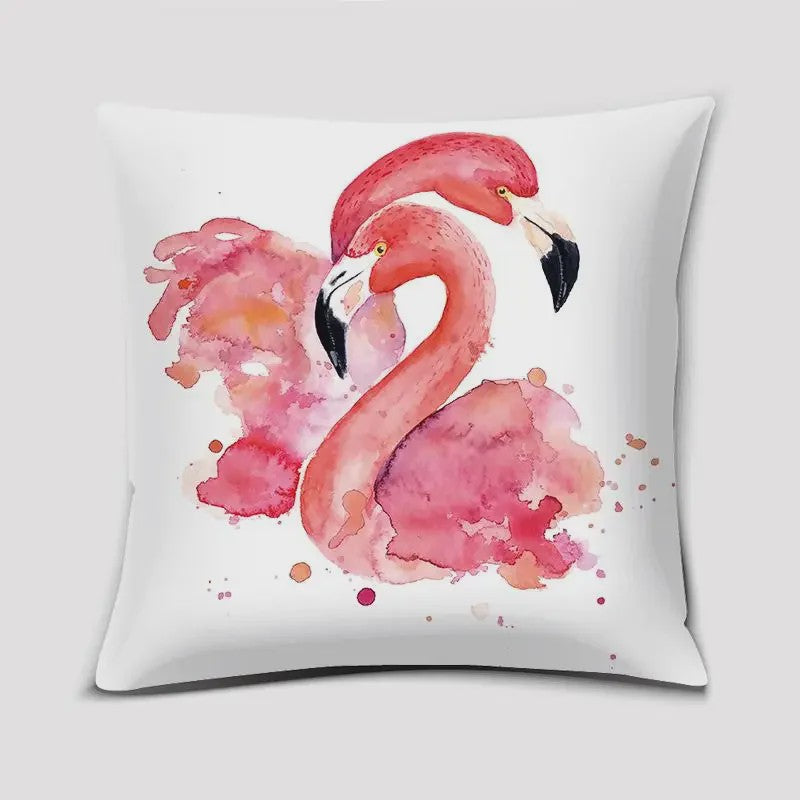 Vrolijke Flamingo Kussenhoes Vierkant - Decoratie voor Bank & Auto