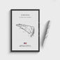 Vintage F1 Circuit Poster: Zwart-Wit Formule 1 Kunst voor de Raceliefhebber