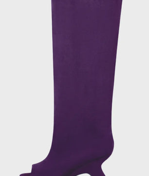 Dames Laarzen met Peep-toe, Hoge Schuine Hak en Kniehoge Schacht - Zomer/Lente Collectie