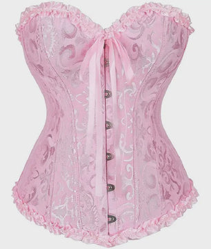 Victoriaans Jacquard Corset Top met Kant en Bloemenprint - Sexy Bustier voor Dames