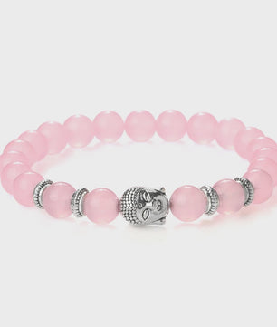 Buddha Hoofd Kralen Armbanden - Natuursteen (Tijgeroog, Vulkanisch, Malachiet, Rozenkwarts)
