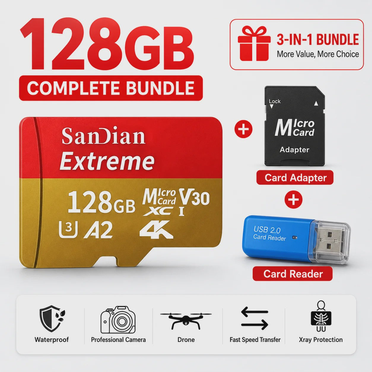 Snelle 128GB Micro SDXC Kaart - Opslag voor Camera, PC, Mac & Meer