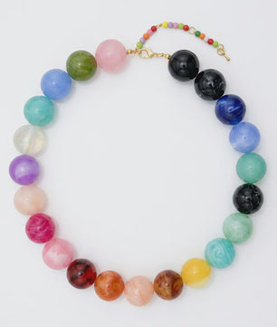 Bohemian Resin Kralen Ketting - Statement Choker met Dubbele Kleuren