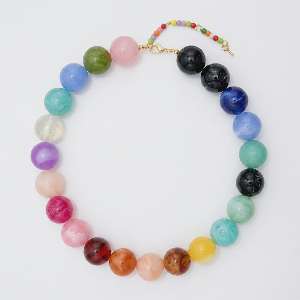 Bohemian Resin Kralen Ketting - Statement Choker met Dubbele Kleuren