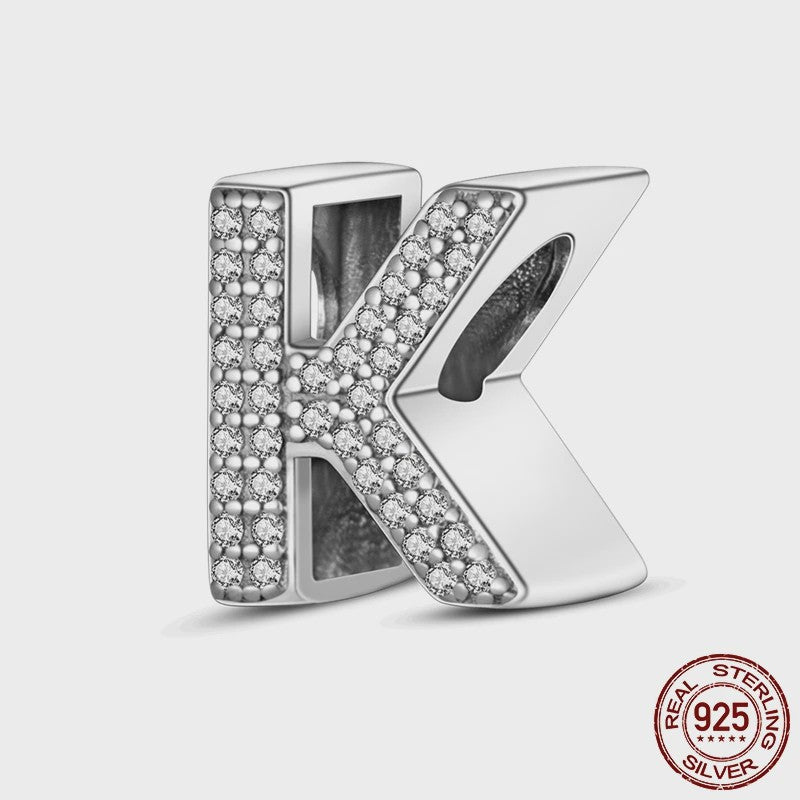 925 Sterling Zilver Letter Bedels A-Z met Zirkonia - Personaliseer je Armband