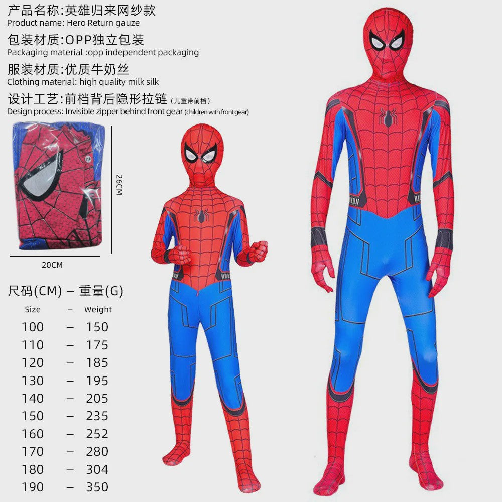 Realistisch Spider-Man Cosplay Kostuum - Volledig Pak (100-190cm)