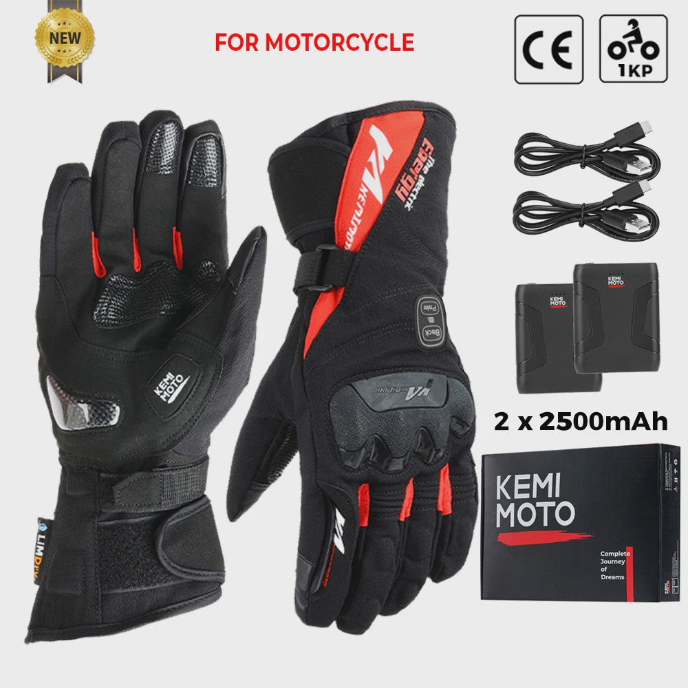 KEMIMOTO Verwarmde Motorhandschoenen - Waterdicht, Oplaadbaar & Warm voor de Winter