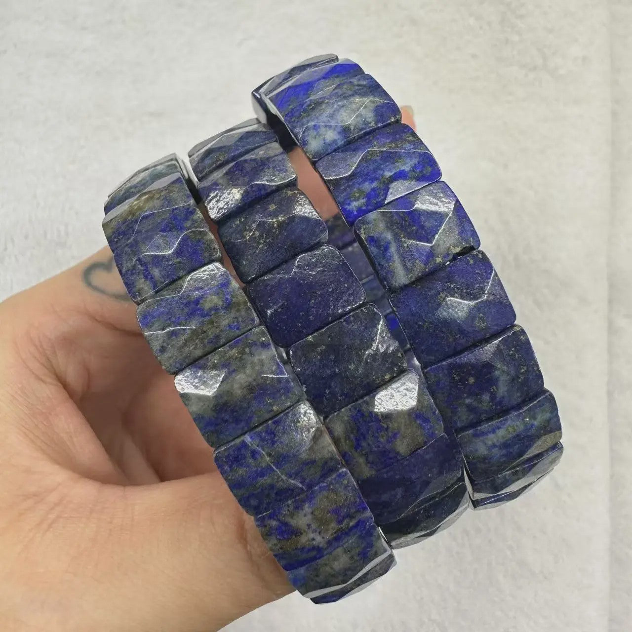 Natuurlijke Edelsteen Armband - Fluoriet & Citrien Vierkante Kralen
