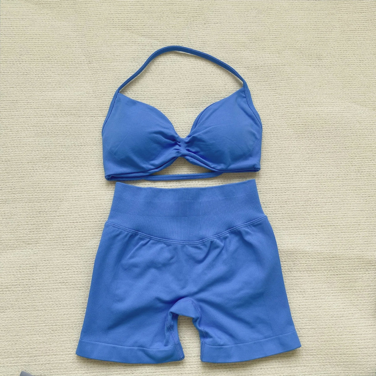 Naadloze Yogaset Dames: Sportbeha met Halternek & High Waist Shorts