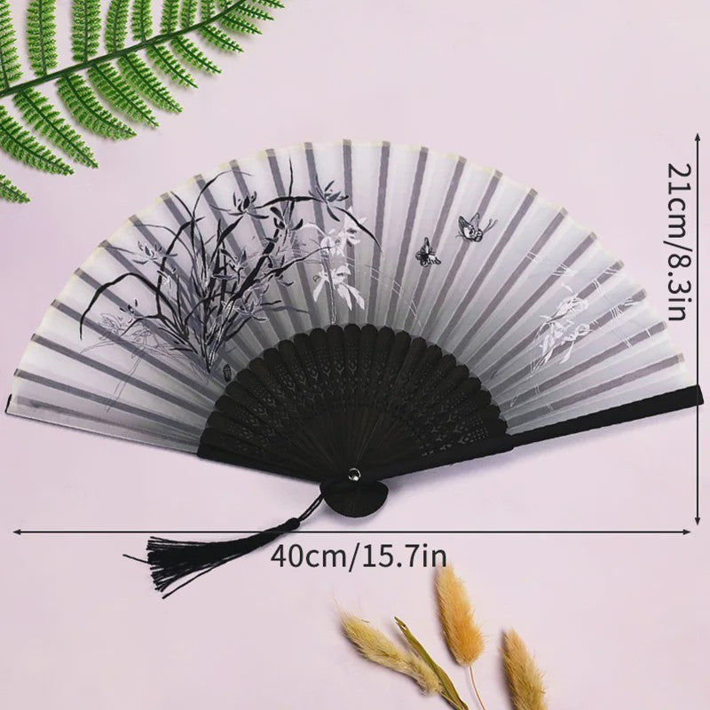 Elegante Chinese Stijl Vouwbare Handwaaier met Kwastje - Perfect voor Dans, Decoratie of Cadeau