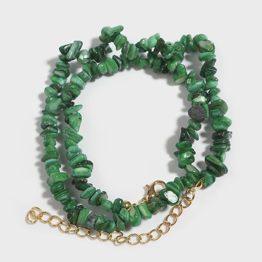 Unieke Natuursteen Choker Ketting - Onregelmatige Kristal & Aquamarijn Chips