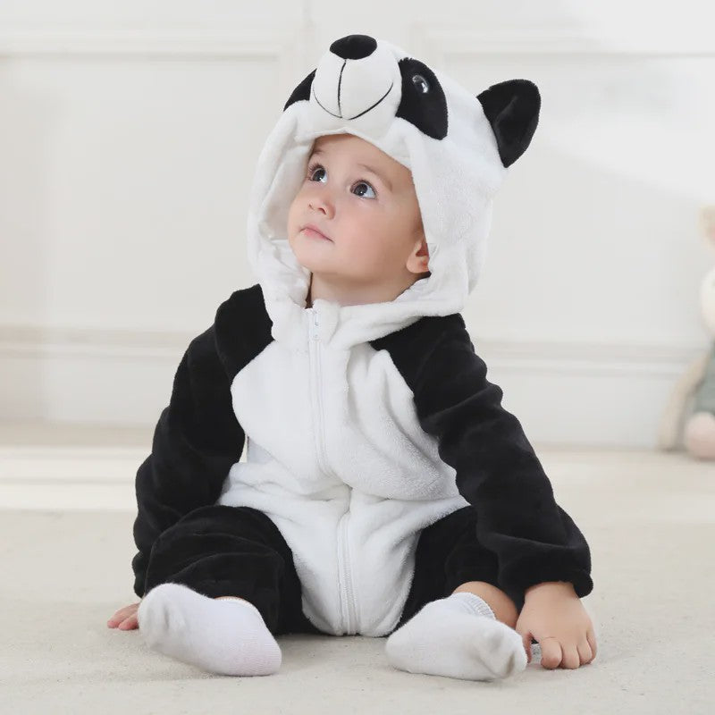 Baby Romper Dierenkostuum Kigurumi - Zacht Flanellen Jumpsuit voor Jongens & Meisjes