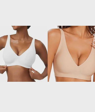 Seamless Beugelvrije BH met Luipaardprint - Diepe V-hals & Push-up Effect