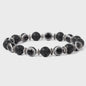 Set van 2 Handgemaakte Natuursteen Armbanden met Hanger Oog van Fatima & Lavasteen/Hematiet