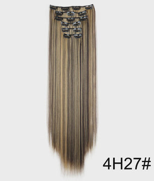 Synthetische Clip-in Haarverlengingen 24 Inch - Lang Steil, Hittebestendig, Diverse Kleuren