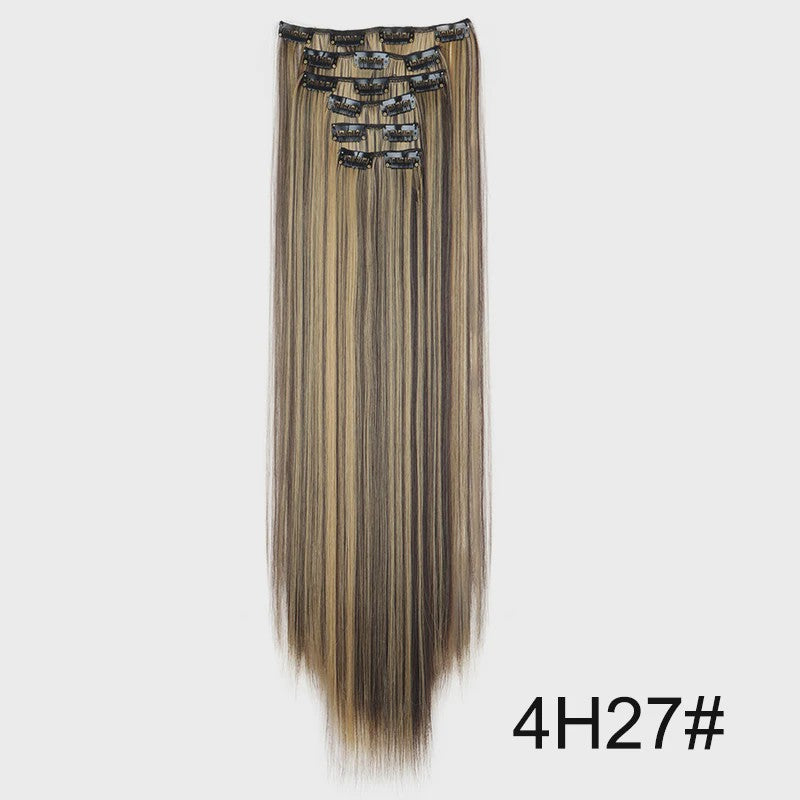 Synthetische Clip-in Haarverlengingen 24 Inch - Lang Steil, Hittebestendig, Diverse Kleuren