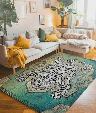 Bohemian Tibetaanse Tijger Vloerkleed - Antislip Decoratief Kleed voor Woonkamer & Slaapkamer