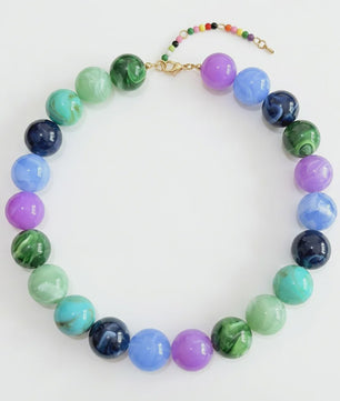 Bohemian Resin Kralen Ketting - Statement Choker met Dubbele Kleuren