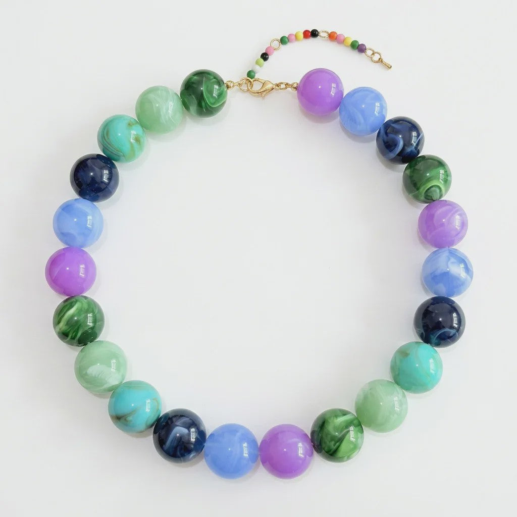 Bohemian Resin Kralen Ketting - Statement Choker met Dubbele Kleuren