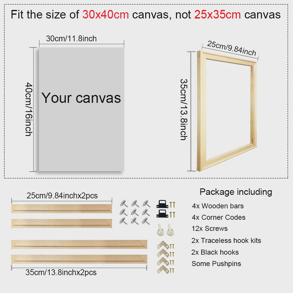 Houten Canvas Frame 35x55cm & 40x60cm - Perfect voor Schilderen & Posters