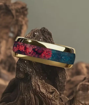 Luxe Groene Kristalstenen Ringen voor Mannen - 8mm Roestvrij Staal Trouwband