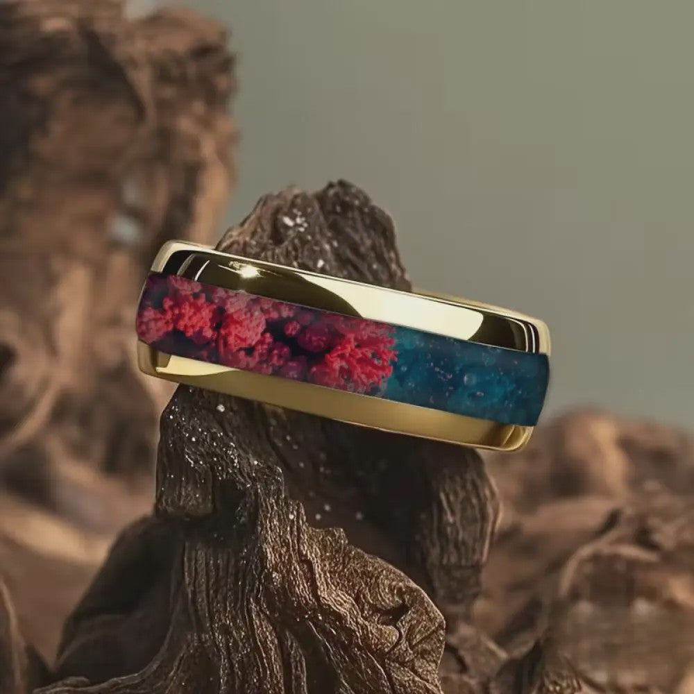 Luxe Groene Kristalstenen Ringen voor Mannen - 8mm Roestvrij Staal Trouwband