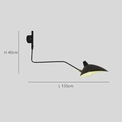 Industriële Zwarte Aluminium Wandlamp met Lange Arm - Verstelbaar LED Licht