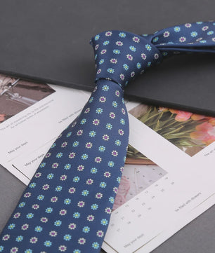 Klassieke Heren Strikdas - Imitatie Zijde met Polka Dot & Bloemendessin