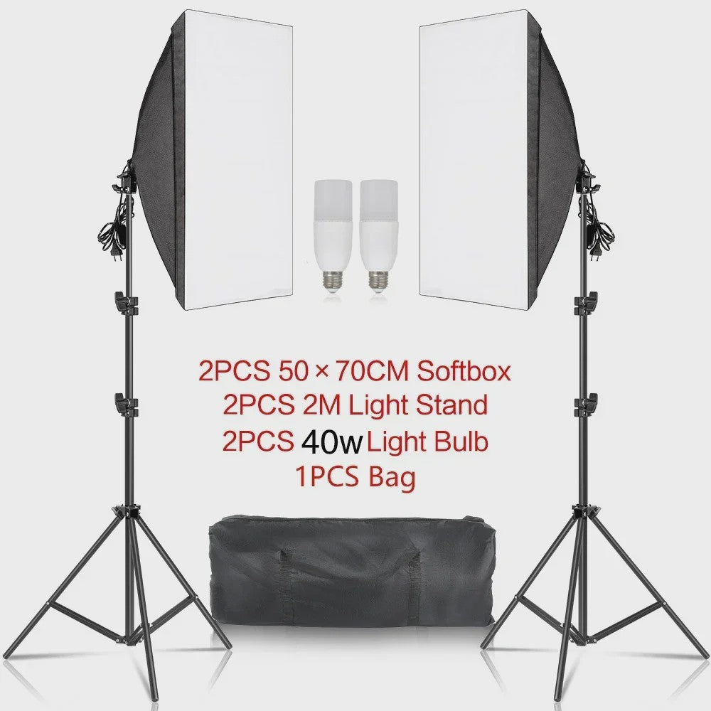 Professionele Softbox Verlichtingskit 50x70CM met E27 Fotografie Lampen