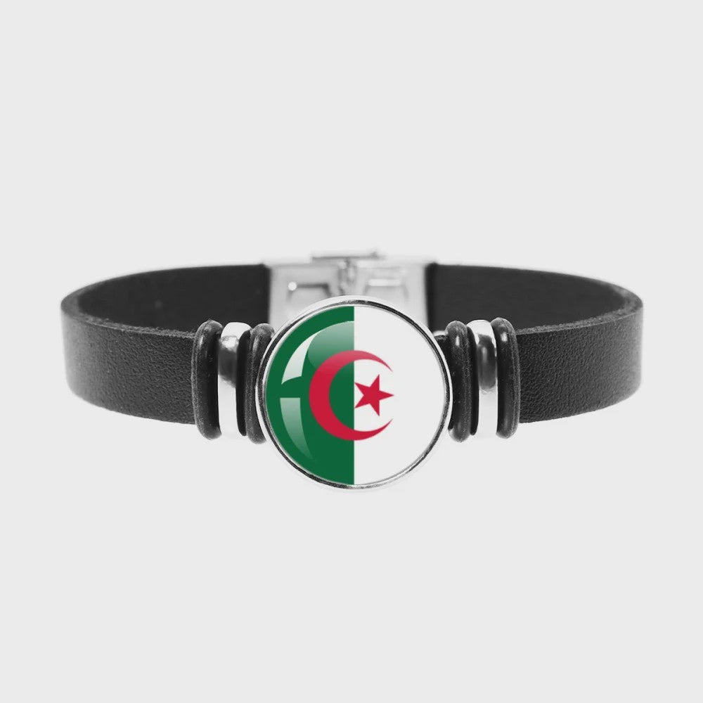 Leren Armband met Vlag van [Land] - Stijlvolle Bangle voor Dames en Heren