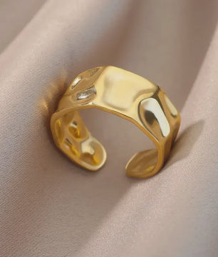 Gouden Ringen Dames - Roestvrij Staal Chunky Open Ringen Vintage Geometrisch Design