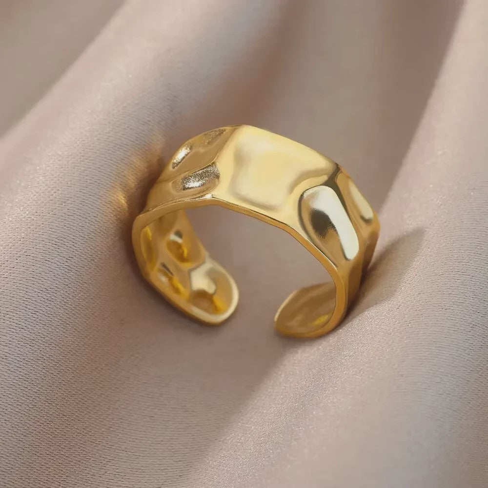 Gouden Ringen Dames - Roestvrij Staal Chunky Open Ringen Vintage Geometrisch Design
