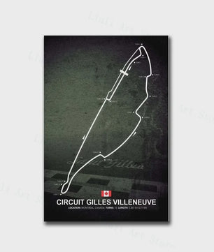 Formule 1 Circuit Poster Canvas - F1 Race Track Kunst Print voor Woonkamer Decoratie