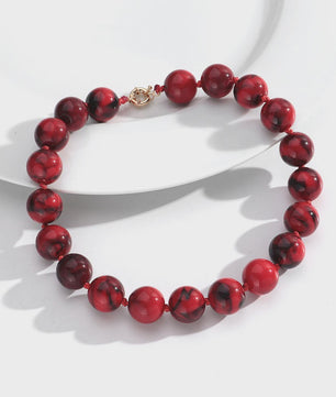 Trendy Multicolor Statement Ketting met Grote Ronde Kralen - Handgemaakt