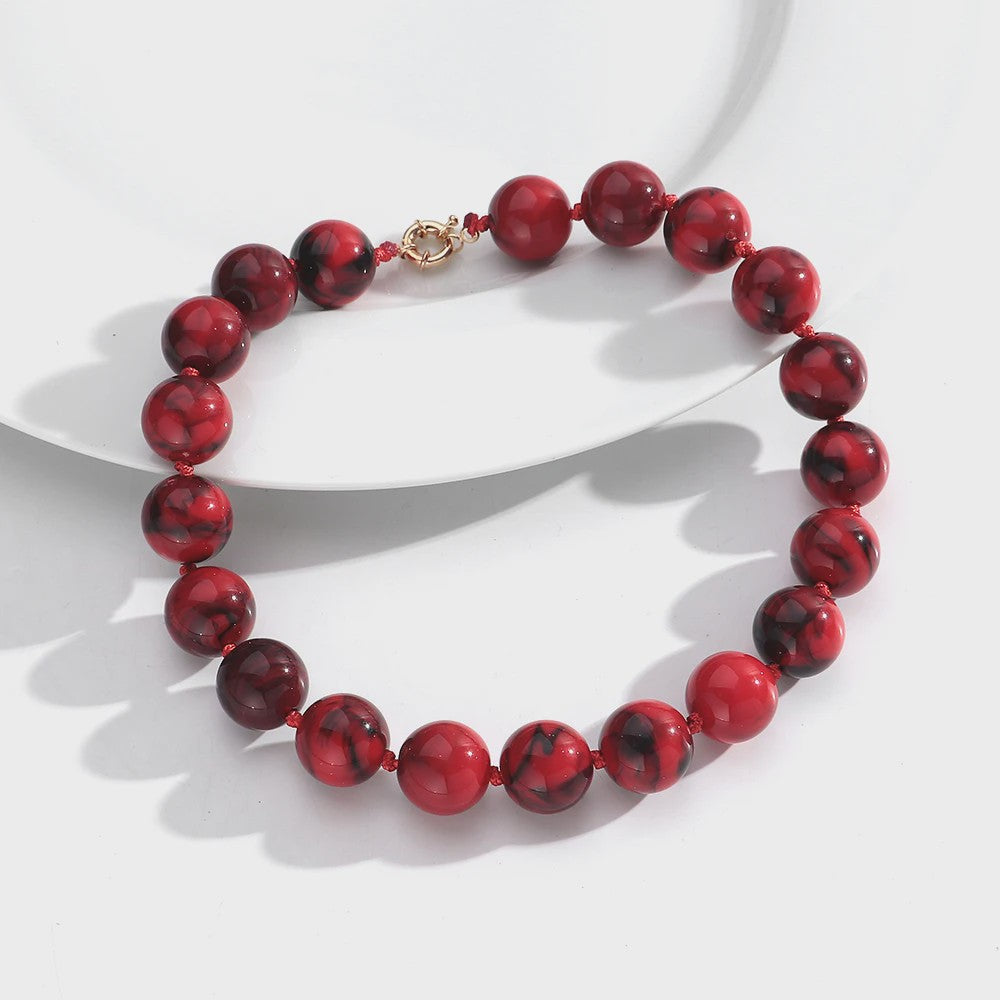 Trendy Multicolor Statement Ketting met Grote Ronde Kralen - Handgemaakt