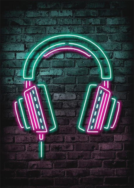 Gaming Neon Canvas Poster: Eat Sleep Game Repeat - Decoratie voor Gamer Kamer