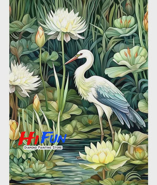 Diamond Painting Ooievaar Kustvogel - Volledige Ronde Diamanten Borduurkit voor Muurkunst
