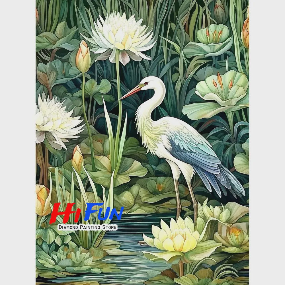 Diamond Painting Ooievaar Kustvogel - Volledige Ronde Diamanten Borduurkit voor Muurkunst