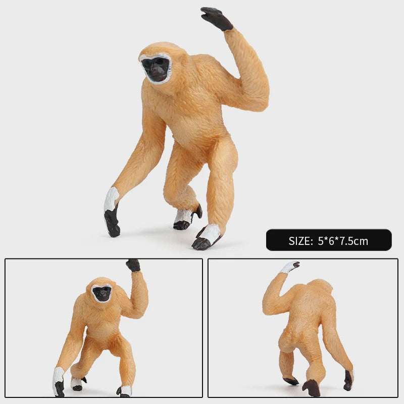 Oenux Wild Animal Speelfiguren: Aap, Chimpansee, Orang-oetan & Gibbon (PVC)