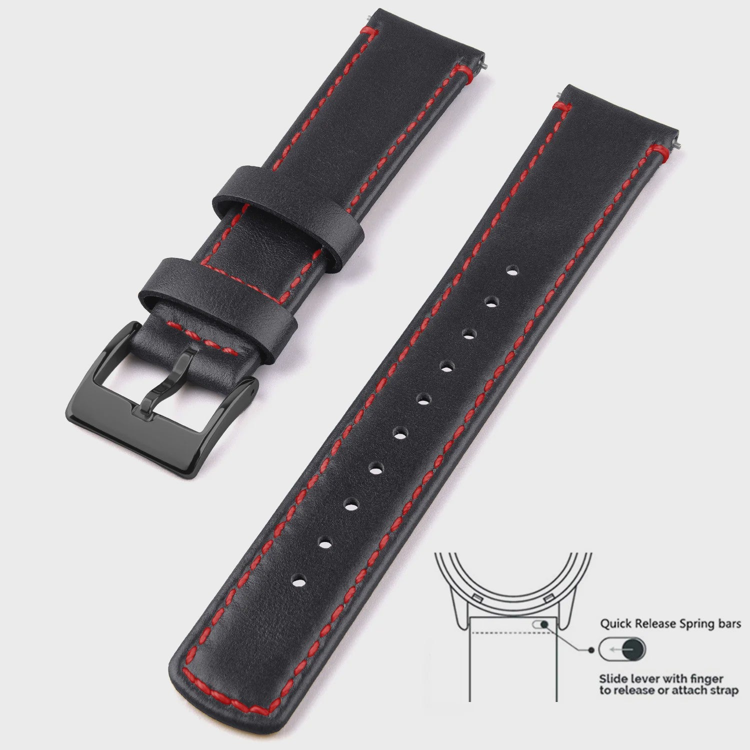 Top Grain Echt Lederen Horlogeband - 20mm/22mm Quick Release - Voor Heren, Dames & Samsung Galaxy Watch