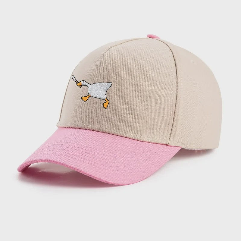 Unieke Geborduurde Baseball Cap met Gans Patroon - Casual Stadsstijl