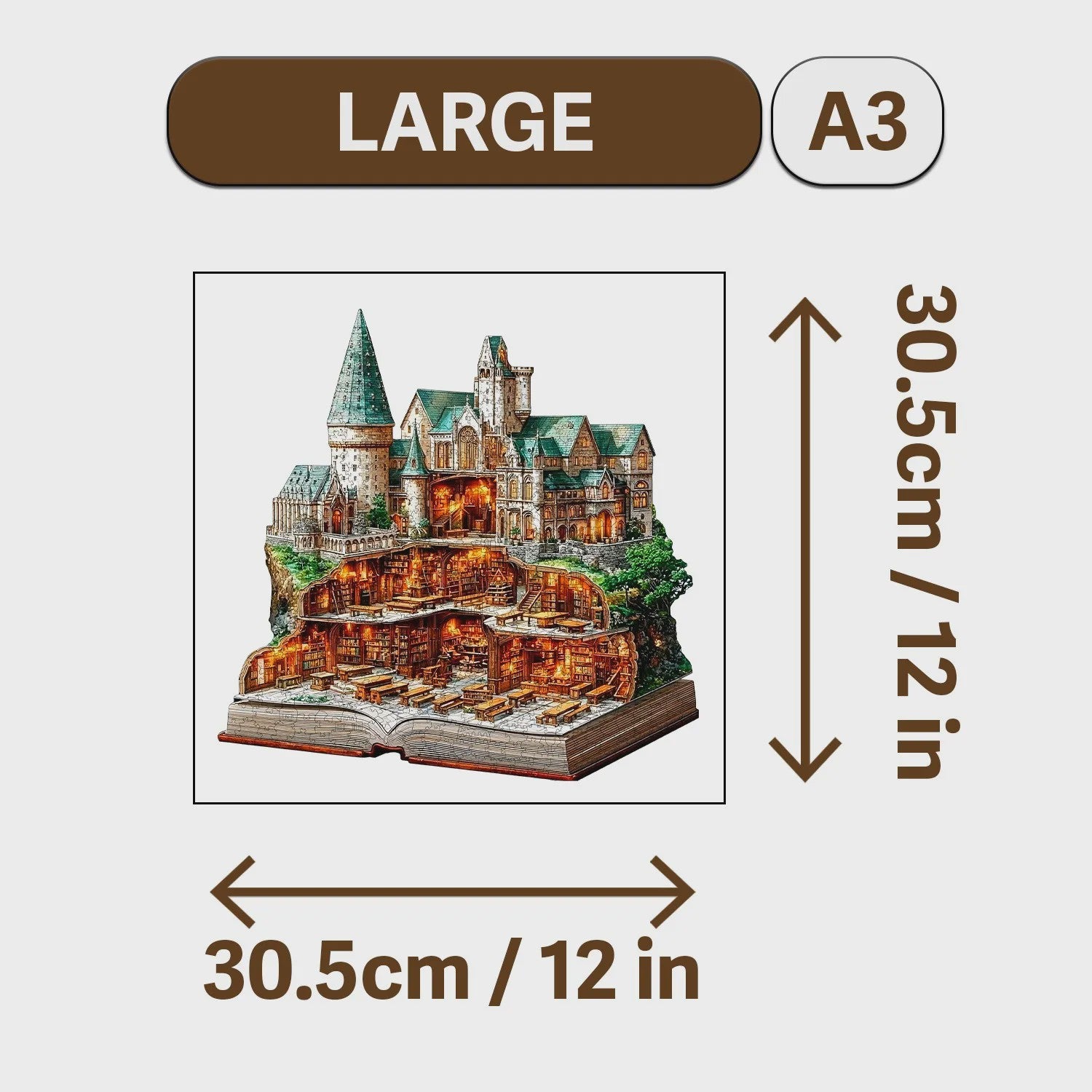 Houten Puzzel Kasteel & Bladeren - Uniek Decoratie Cadeau