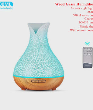 Aroma Diffuser met Houtnerf Design, 7 Kleuren LED en Afstandsbediening