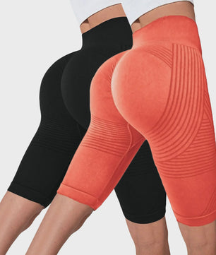 2-Pack Seamless High-Waisted Yoga Shorts met Push-Up Effect - Perfect voor Fitness & Training