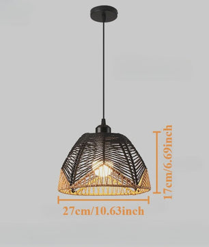 Handgeweven Rotan Hanglamp - Boho Stijl Papier Touw Plafondlamp voor Woonkamer & Slaapkamer