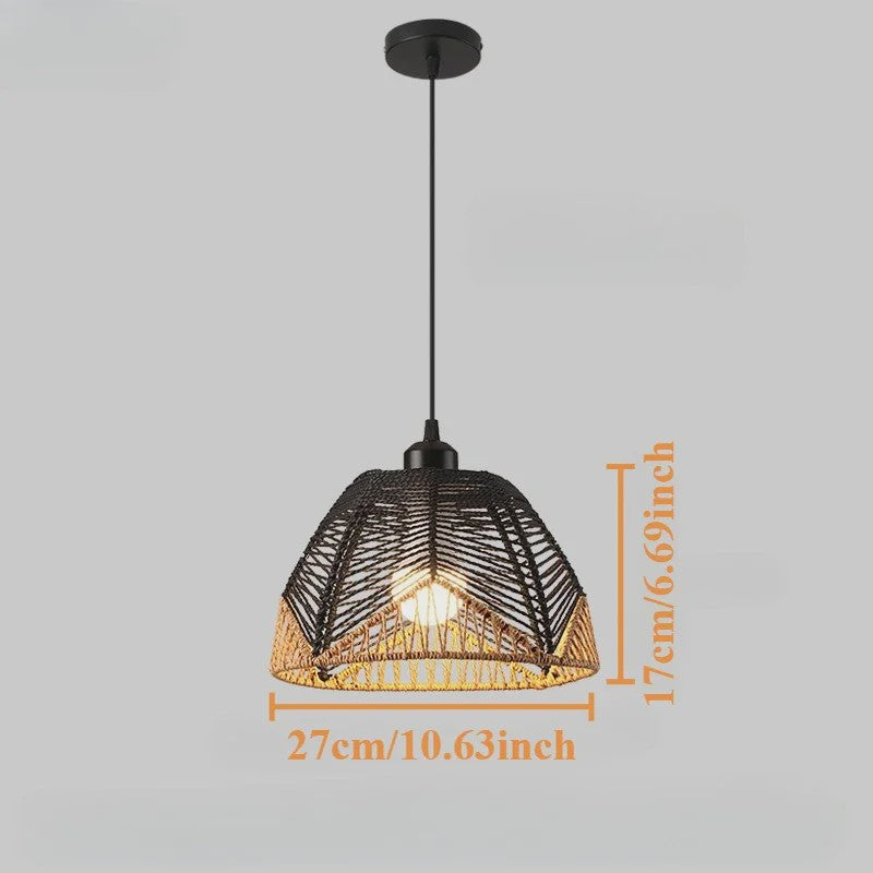 Handgeweven Rotan Hanglamp - Boho Stijl Papier Touw Plafondlamp voor Woonkamer & Slaapkamer