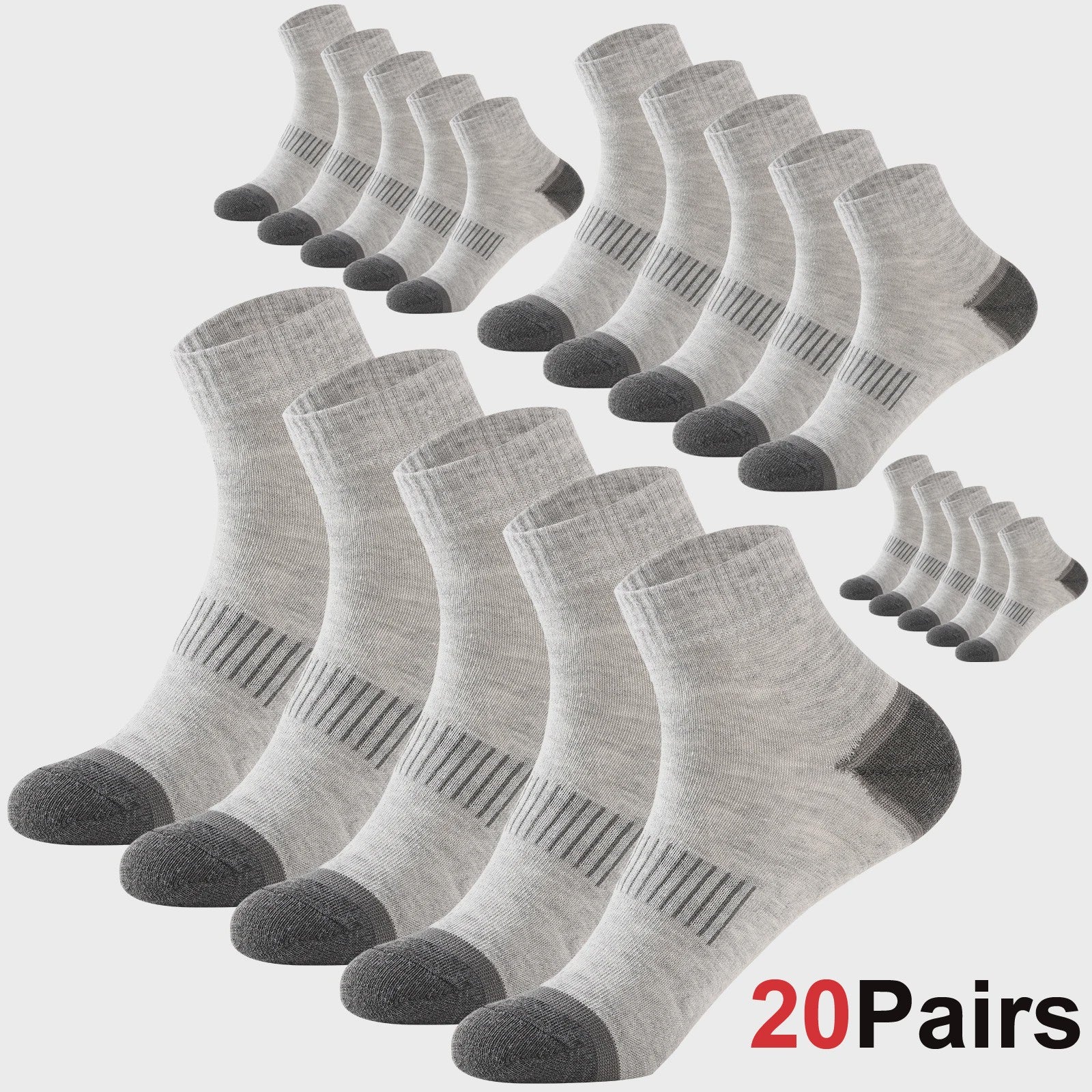 20 Paar Heren Katoenen Sokken - Comfortabel & Ademend - Maat 38-45 - Zwart