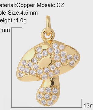 Gouden Bedeltjes voor Sieraden Maken: Cactus, Kers, Paddenstoel, Bloem & Fruit