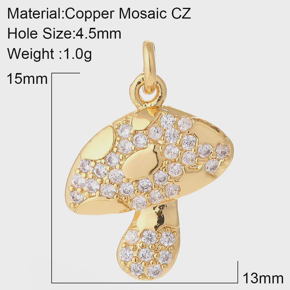 Gouden Bedeltjes voor Sieraden Maken: Cactus, Kers, Paddenstoel, Bloem & Fruit
