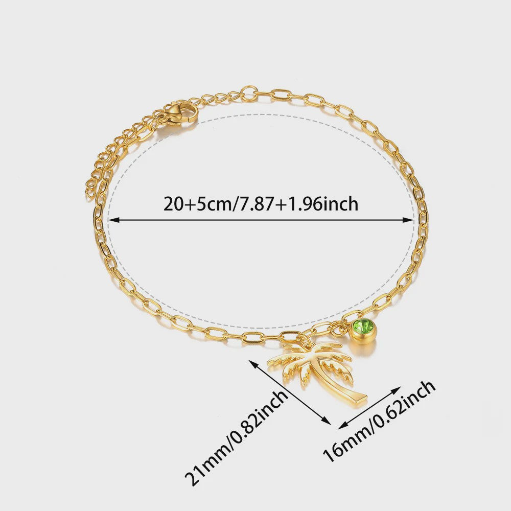 Gouden Anklet met Kralen en Bedels - Roestvrij Staal - Zomerse Strandjuwelen